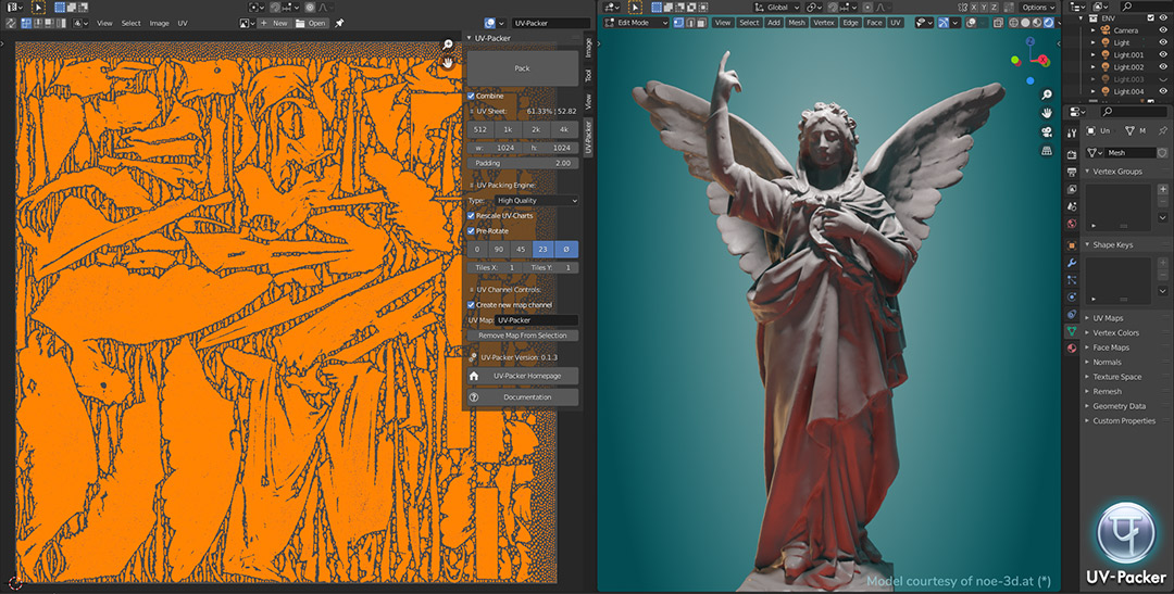 UV-Packer for Blender with fastest UV-Packing of heavy polygon geometries UV-Packer for Blender with fastest UV-Packing of heavy polygon geometries